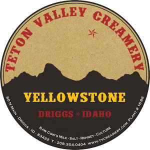 Teton Valley Creamery brown kraft paper circle label.
